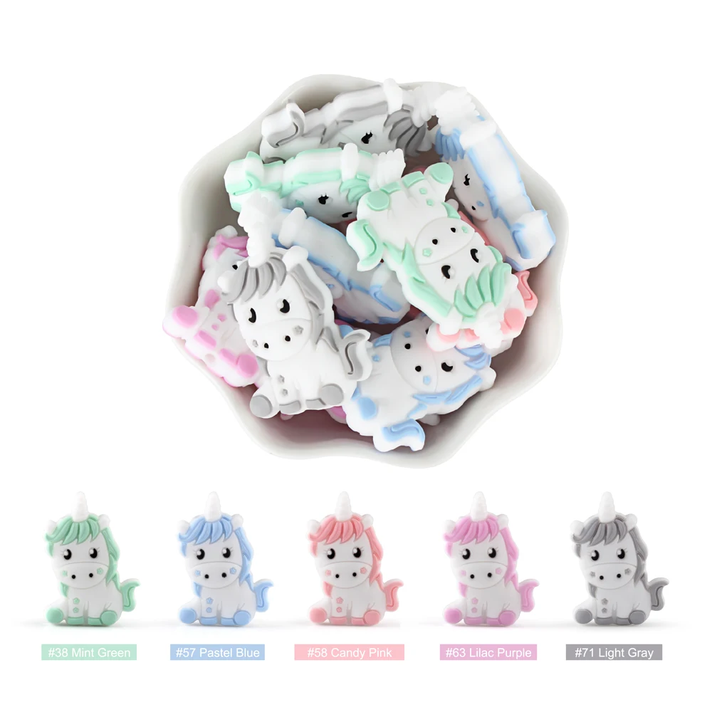 Keep&Grow 10Pcs Silicone Beads Cartoon Animal BPA Free Rodents Baby Teething Necklace Toys Koala Raccoon Pacifier Accessories