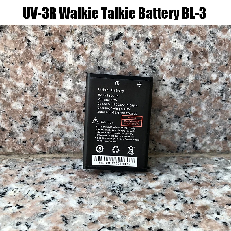 Baofeng Radio Walkie Talkie UV-3R Bateria 1500mAh do BF-UV3R Radio dwukierunkowe Akcesoria UV 3R Radio Dodatkowa bateria Model BL-3