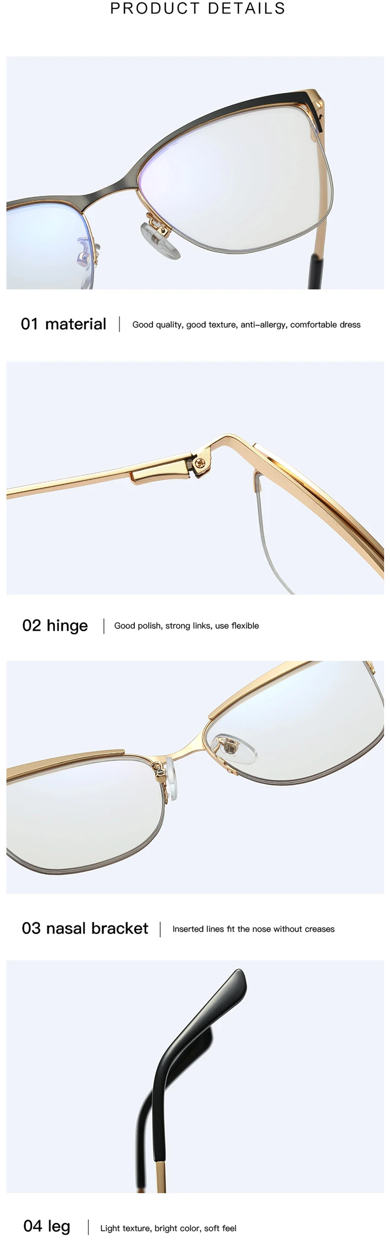 Blau Licht Blockieren Gläser Optische Verordnung Frauen Brillen Neue Frauen Brillen Mode UV400 Anti-Reflektierende Brille – Detail 11
