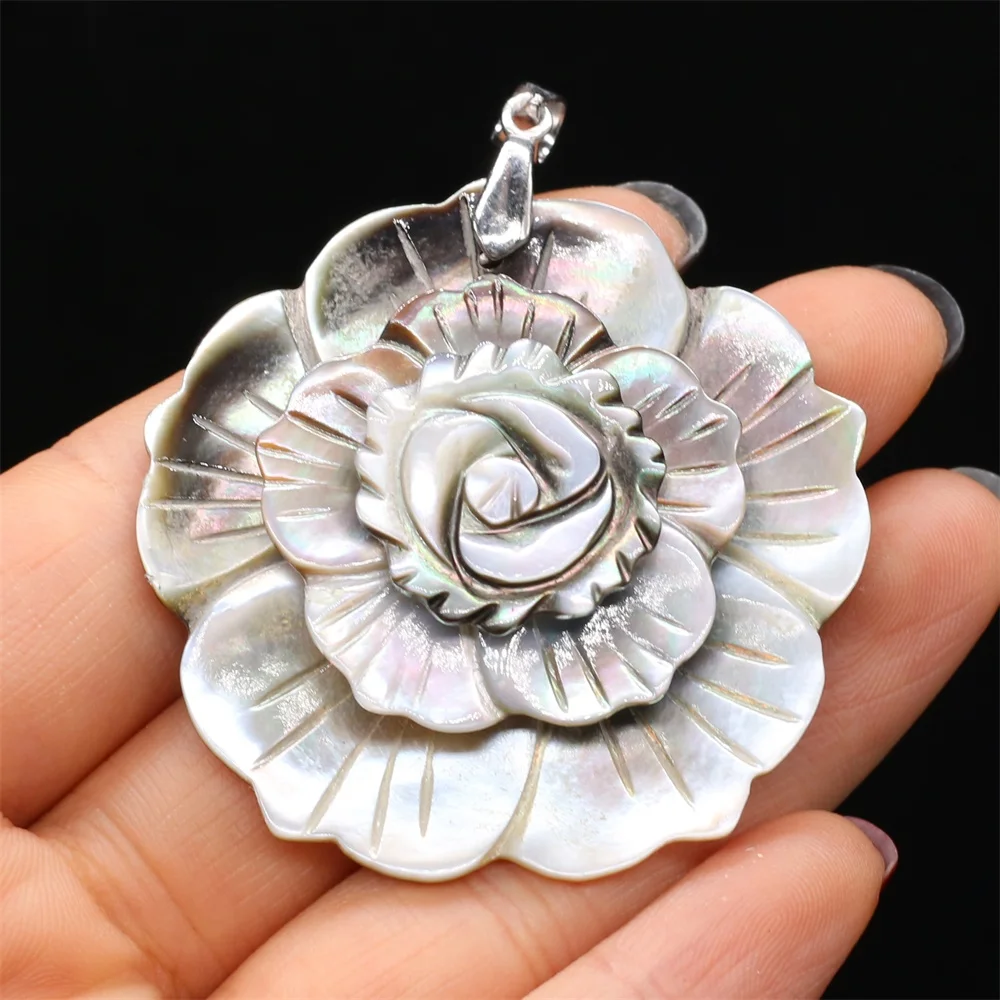 Natural Abalone Shell Pendant Flower shape Mother of Pearl Exquisite charms For jewelry making DIY Necklace accessories