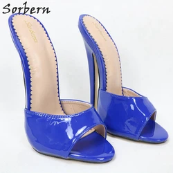 Sorbern Sexy Red 18Cm High Heels Slipper Open Toe Custom Stilettos Summer Shoes Pinup Sandals Alternative Mules Con Tacon