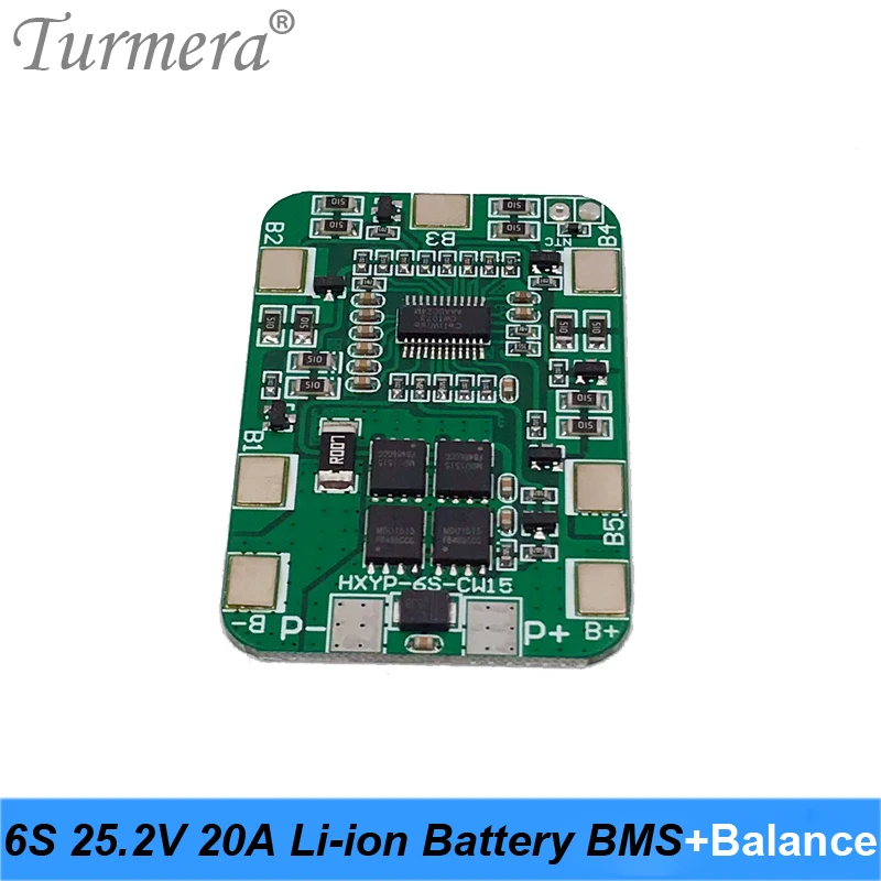 Turmera 6S 25.2V 20A BMS Lithium Battery Board with Balancing for 24V Massage Gun Muscle and 25V Screwdriver Battery Pack Use A0