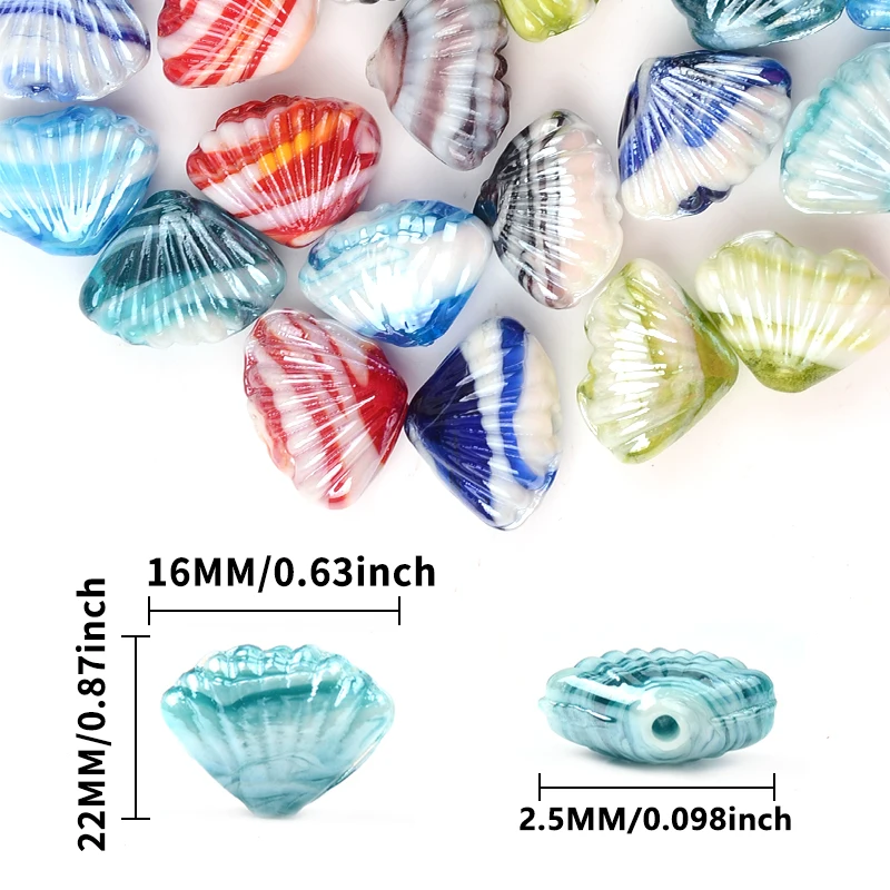 5 Pieces of Scallop-shaped Glazed Beads Contrasting Sea Shell Charm Beads For Making Seaside Jewelry DIY