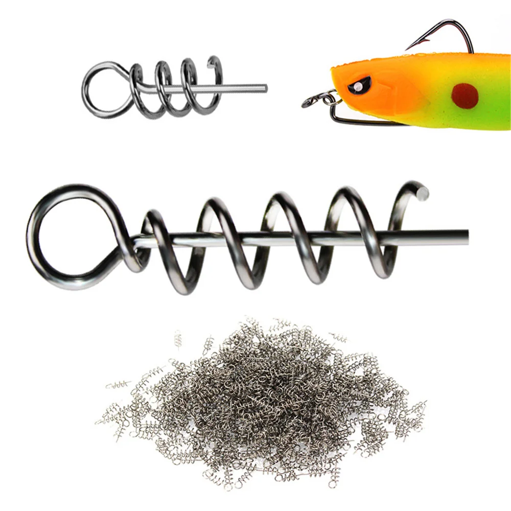 50/100Pcs Fishing Spring Lock Pin Crank Hook Fishing Connector Stainless Steel Swivels&Snap Soft Bait Accessories Pesca Tackle