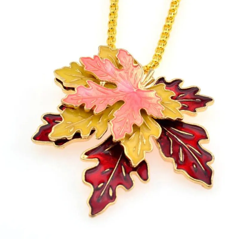 

Timlee N115 New Personality Drip Oil Maple Leaves Pendant Alloy Necklaces Simple Accessories Wholesale