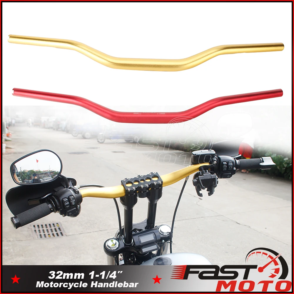 

1-1/4'' Universal Handle Bar Cafe Racer 32mm Clamp Mount Handlebar 1″ End Bars Fits For Harlay Street Bob Softail Sportster Dyna