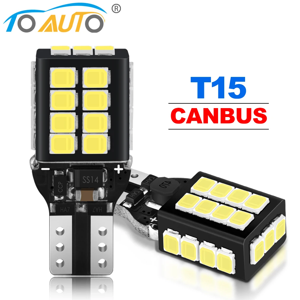 

2 шт., Автомобильные светодиодные лампы W16W T15 LED T16 WY16W