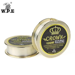 W.P.E-línea de pesca con revestimiento de fluorocarbono, aparejos de pesca de fibra de carbono, 100m, 100% mm-0,20mm, 10KG-41KG