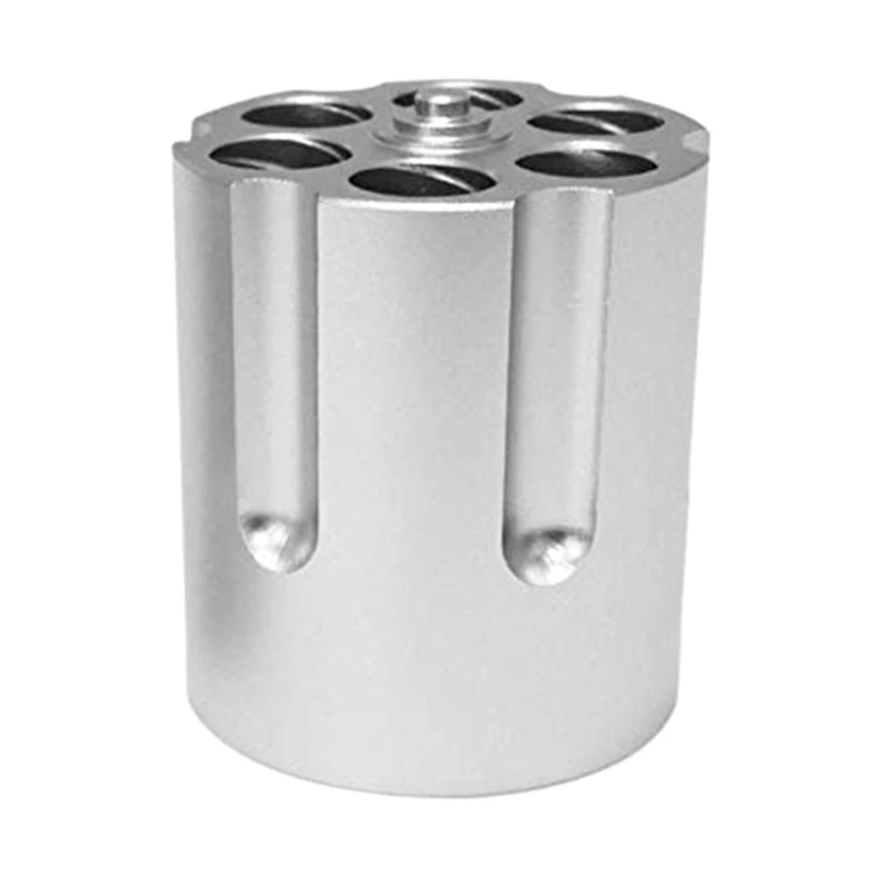 Cylinder Pen Holder Revolver Pen Holder with 6 Slots Pencil Holder Cylinder Design Heavy Duty Non-Slip Aluminum Office Cre