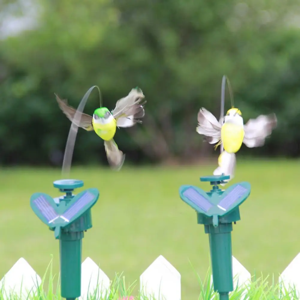 Solar Powered Flying Feather Wing Fake Hummingbird Yard Garden Ornament Decor Yard Plant Decoration Supplies