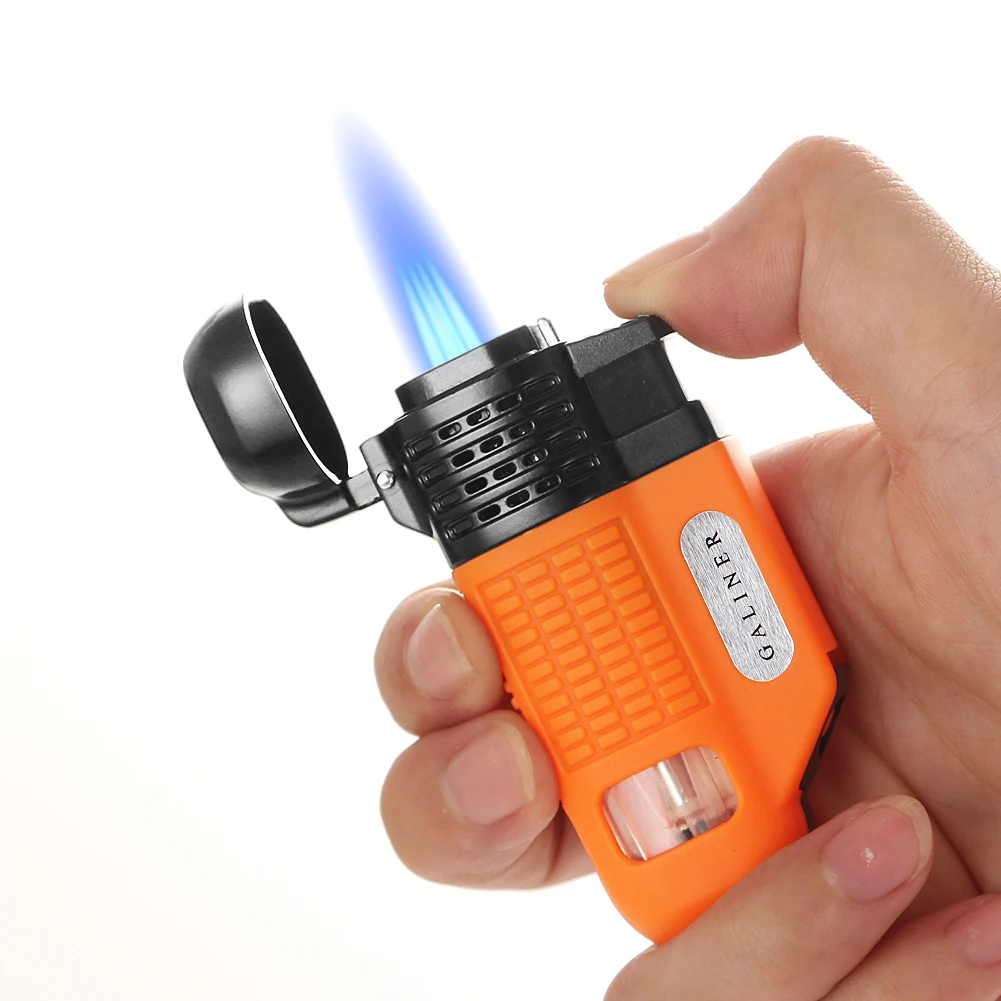 Galiner Butane Lighter Windproof Jet Torch Cigar Lighter Gas Refillable Lighters Pocket Somking Tool W/ Cigar Punch