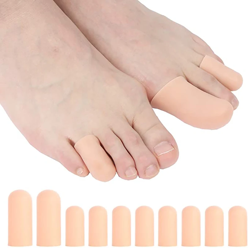 10pcs/5Pairs Silicone Toe Cap Protector Cover Thumb Sleeve Corn Blisters Pain Relief Gel Toe Tube Bunion Correction Foot Care