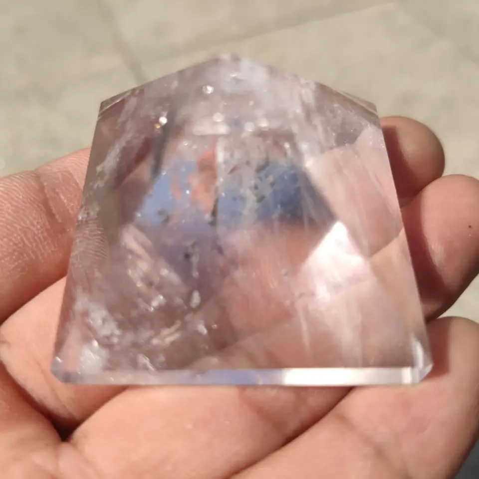 5cm Natural Transparent Quartz Crystal Pyramid Clear Reiki Healing Natural white crystal Pyramid raw stone polishing image 3