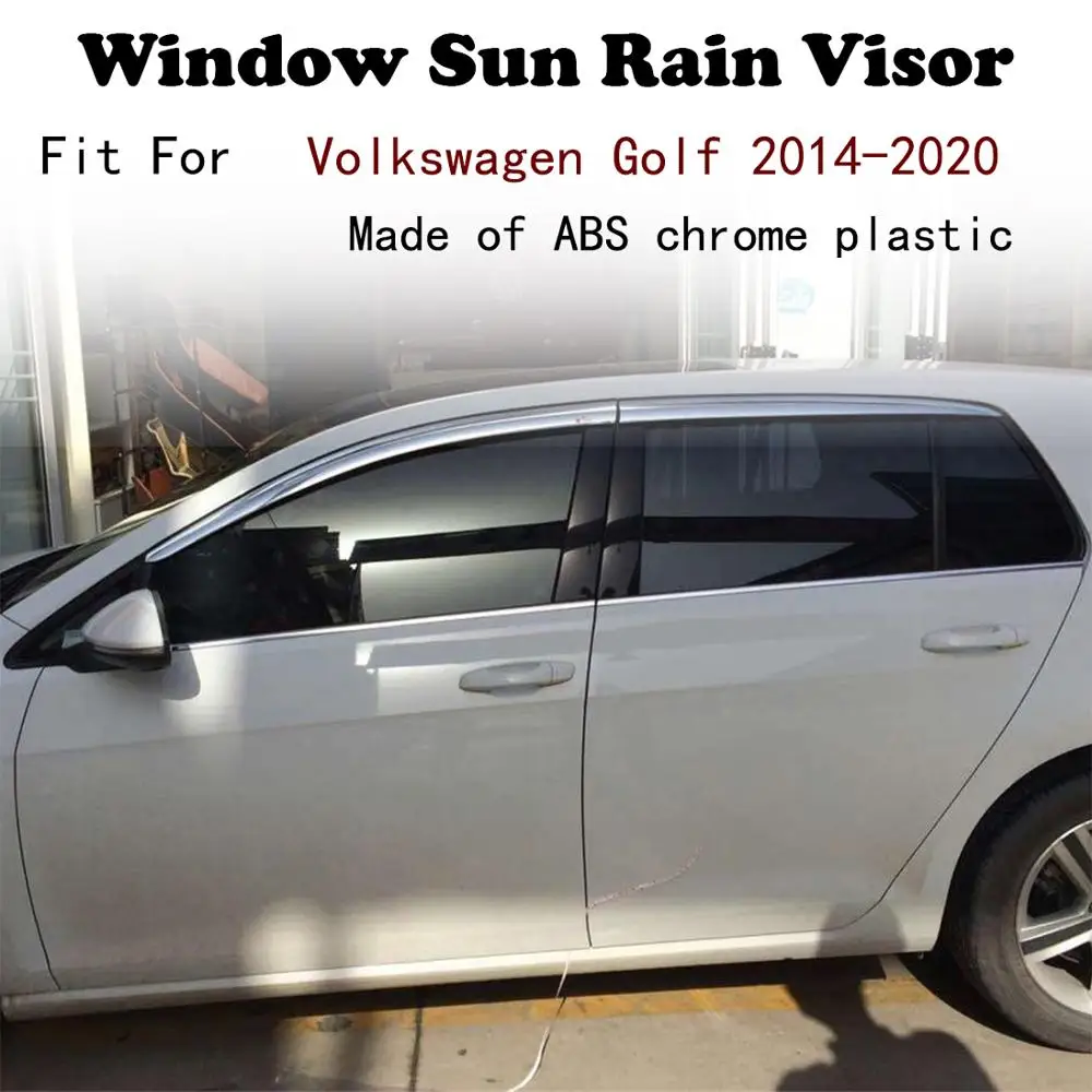 ABS Chrome plastic Window Visor Vent Shades Sun Rain Guard car accessories For Volkswagen Golf 6/7th 2014-2020