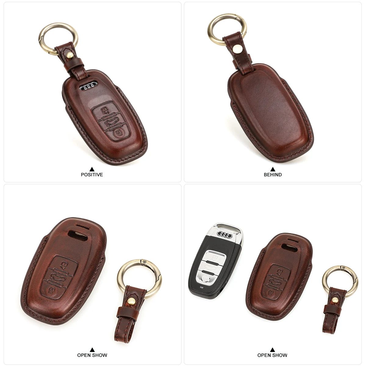 Funda de cuero auténtico para llave de coche, accesorio para Audi A4, A5, Q5, B9, A6, A7, S7, 4K, S8, Q7, Q8, SR7, R8, A6L, A8L