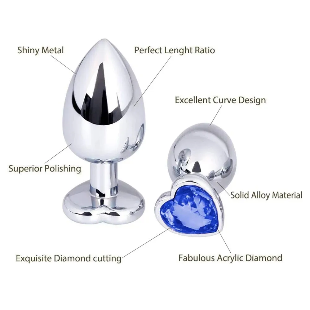 Crystal Metal Anal Plug Stainles Steel Buttplug Romantic Heart Anus Dilator Sex Toys For Women Men Couples Adult Erotic Products