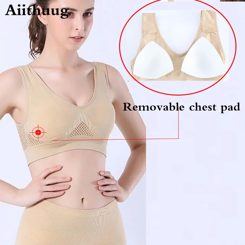 Aiithuug 6XL Racerback Bra Thể Thao Dành Cho Nữ-Giấc Ngủ Thoải Mái Áo Ngực Liền Mạch Tập Luyện Yoga Bra Plus Kích Thước Lưới Thoáng Khí Tập Luyện