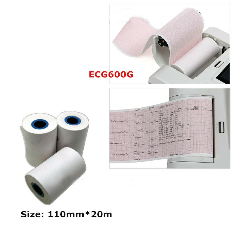 110mm*20m Thermal Printer Paper EKG Electrocardiograph Recording Print Paper For CONTEC ECG600G SE600 SE608 ECG Machine