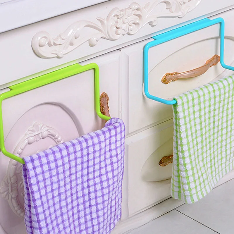 Kitchen Organizer Towel Rack Hanging Holder Bathroom Cabinet Cupboard Door Back Hanger Kitchen Supplies Accessories Cocina