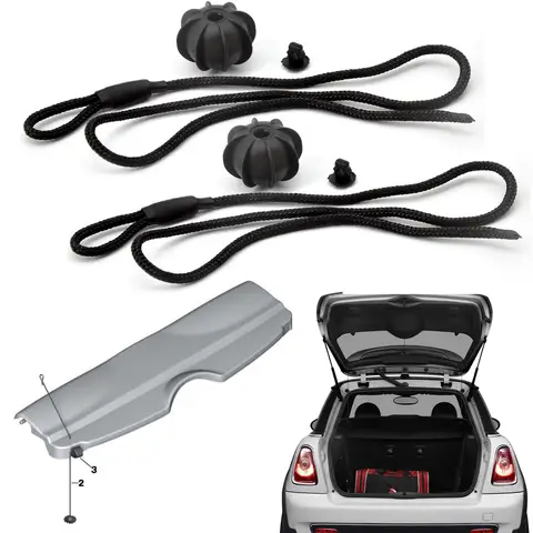 2X 미니 R50 R52 R53 R56 R60 R61 F55 F56 F60 Clubman Hatch Countryman Paceman 하드탑 소포 선반 로드 커버 스트링 스트랩