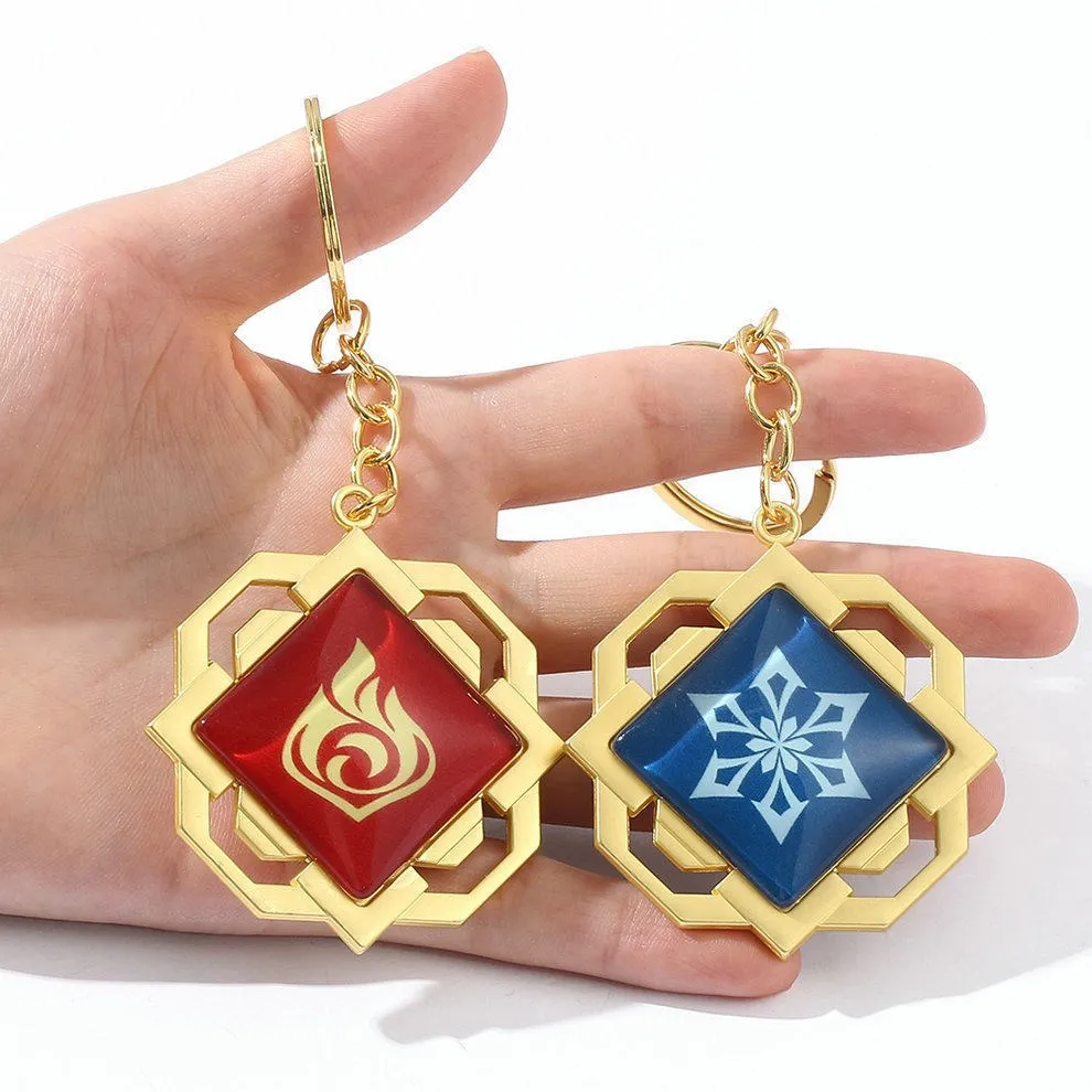 Anime Genshin Impact Keychain Element Vision God's Eye Inazuma Mondstadt Liyue Harbor Accessories Pendant Key Chain Fans Gifts