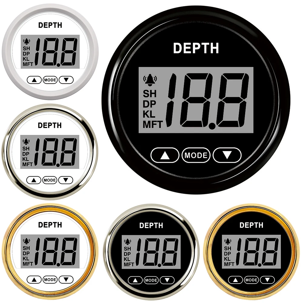 

52MM Depth Gauge Pulse Signal Digital Depth Meter Waterproof Marine Boat Depth Meter Rang 100M With White Backlight For Yacht