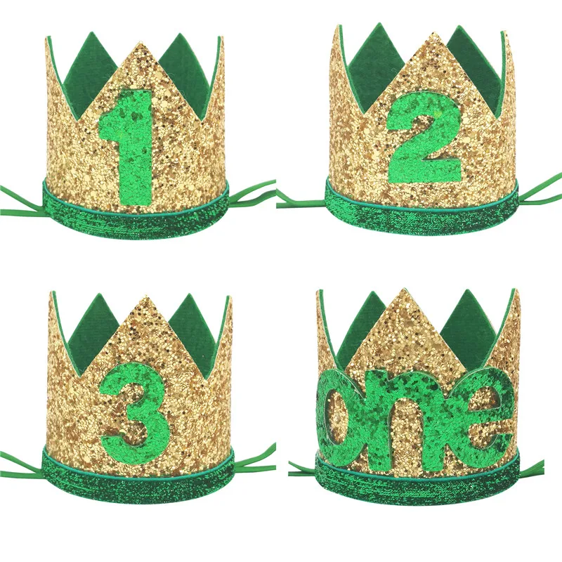 1Pcs Jungle Safari Happy Birthday Party Kids Baby ONE 1 2 3 Year Old Crown Headband Hat Birthday Baby Shower 1st Birthday Party