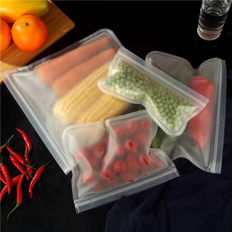 WIKHOSTAR Silicone Food Storage Bags Reusable Food Storage Containers Leakproof Ziplock Bag Fresh Bag Kitchen Organizer