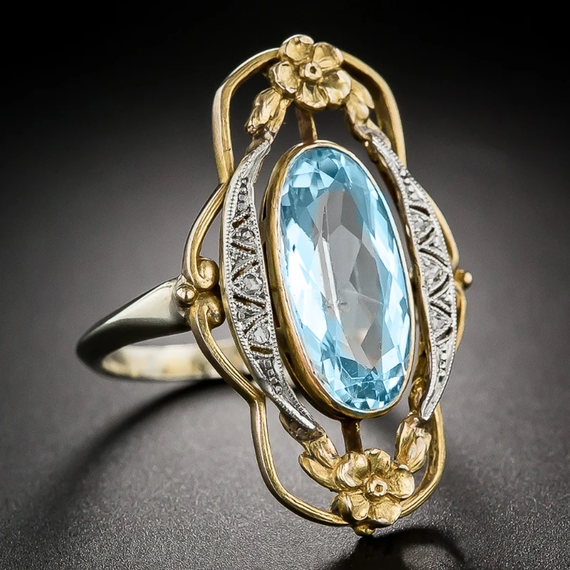 Huitan Novel Design Women Rings Two Tone Hyperbole Bridal Wedding Ceremony Party Ring Personality Accessories Gorgeous Jewelry