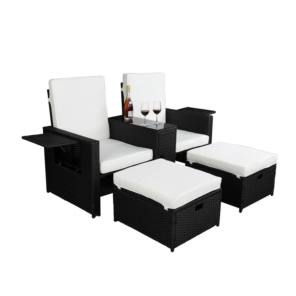 Liebhaber Sofa Fünf-Stück Set-2 (2/2) Vier-Draht Schwarz Terrasse Möbel Set Outdoor Möbel Set