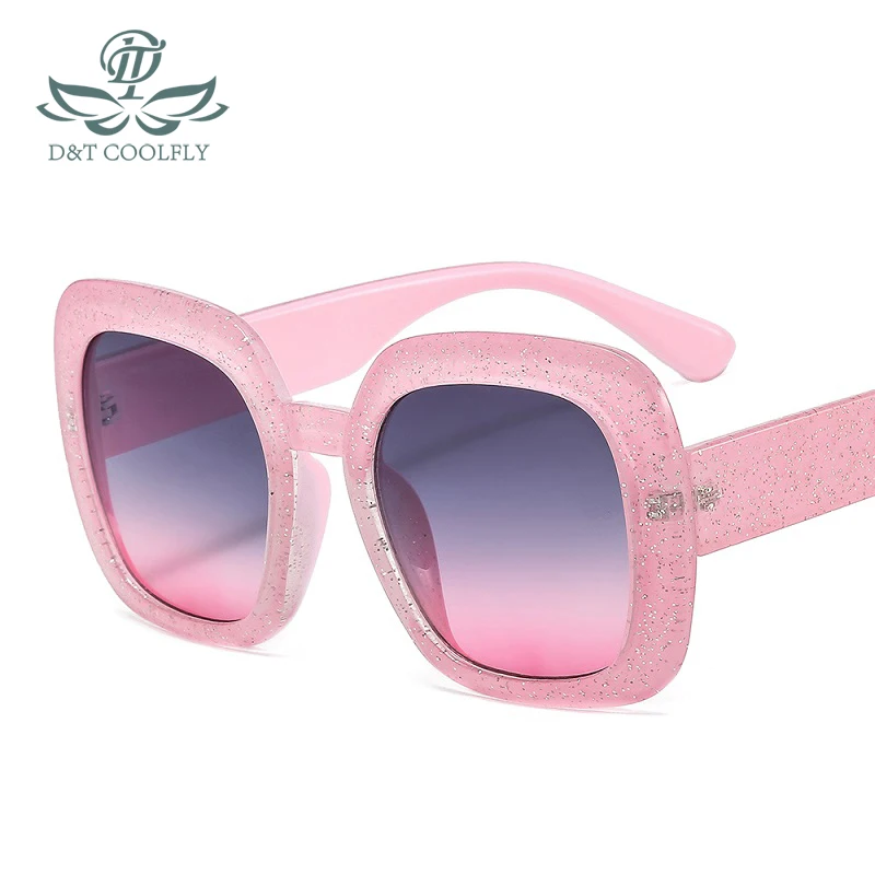 D&T 2021 New Fashion Square Sunglasses Women Men Shining Frame Gradients Lens Quality Vintage Cute Lady Style Sun Glasses UV400