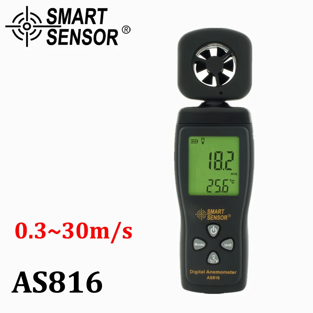 Digital Anemometer Wind Speed Meter Air Velocity Flow Gauge Thermometer Wind Speed Measurement Instrument Airflow Sensor Meter