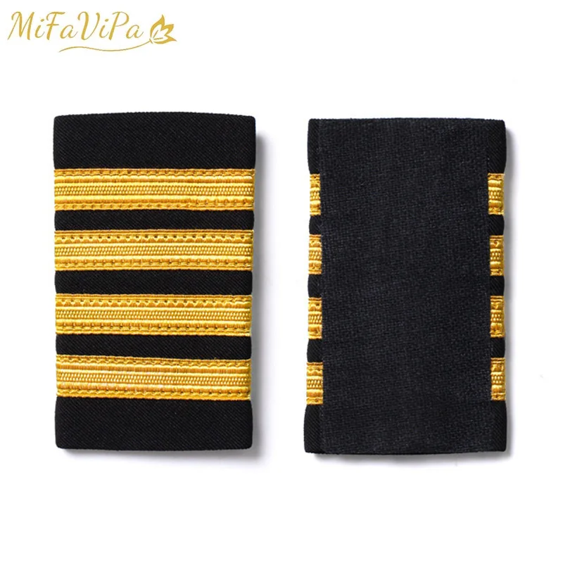 1 Pair Clothing Decor Epaulettes Professional Pilots Uniform Epaulets 4 Bars Shirts Craft Garment DIY Accessory Shoulder Badges