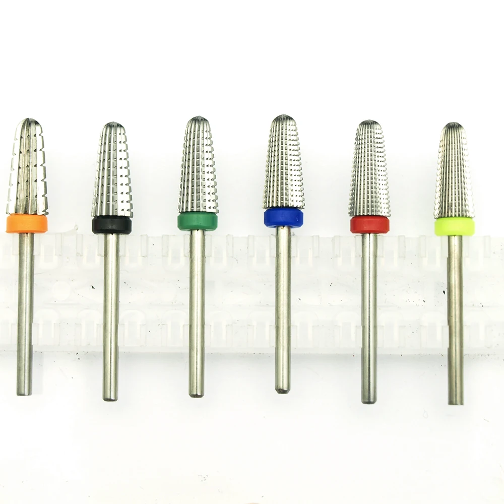 New! 5in1 Tapered Safety Carbide Nail Drill Bits With Cut  Drills Carbide Milling Cutter Manicure Remove Gel Nails Accessories