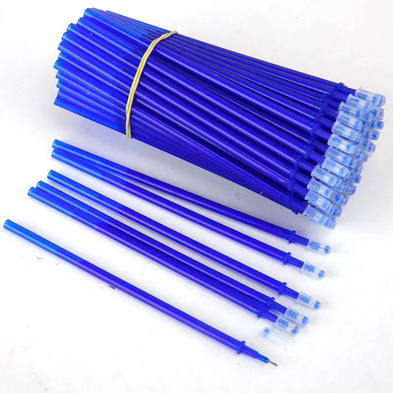 100Pcs/Set 0.5mm Erasable Pen Refill Suit Washable Handle Rod Blue Black Ink Gel Pen for School Office Writing Stationery Gift