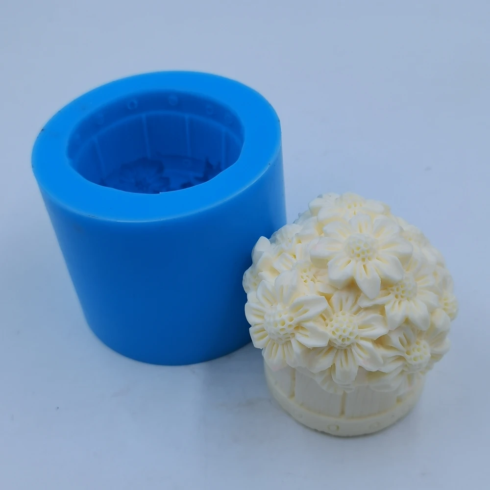 Flower Basket Design Soap Mold, Candle Wax Melt Silicone Mold, Chocolate Mousse Cake Molds, Decorated Resin Gypsum Craft Molds