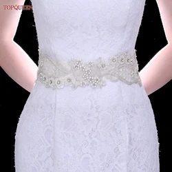 TOPQUEEN S53 cinture fantasia da donna bianche perla in rilievo fiore Sash Cocktail abito da sera vita in pizzo accessori da sposa