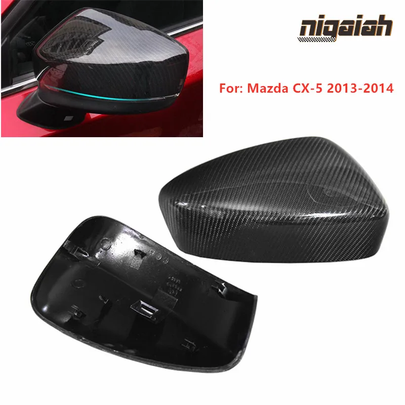 Pair CX5 Carbon Fiber Side Mirror Covers for Mazda CX-5 2013 2014 Car Mirror Caps Original Replacement Rear View Wing Covers