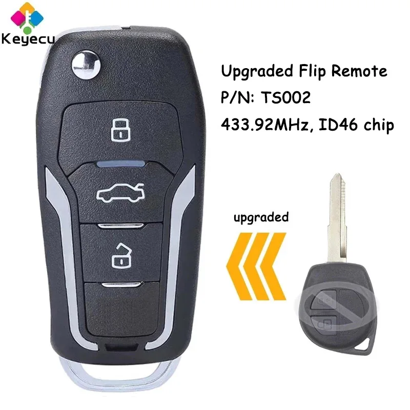 KEYECU Upgraded Flip Remote Car Key With ASK 433MHz ID46 Chip HU87 Blade for Suzuki Swift SX4 2008 2009 2010 2011 2012 Fob TS002