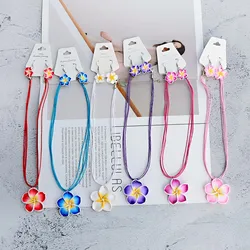 2020 Hot Summer Flower Little Girls Fashion Jewelry set Plata Clay Plastic Children collana + orecchino regalo per bambini