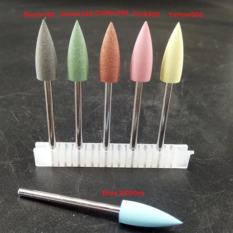 1 pcs New-Pro Sharp-shape PEDICURE Kit Rubber Silicon Polisher Grinding Head with 2.35mm Shank Nail bit,6 colors for chosen.