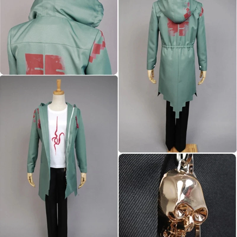 Komaeda Nagito Costume Cosplay Super Danganronpa 2 giacca da uomo T-shirt Army Green Trench Halloween cappotto Casual parrucca per capelli Cosplay