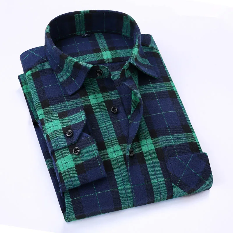 Plaid Shirt 2024 New Autumn Winter Flannel Red Checkered Shirt Men Shirts Long Sleeve Chemise Homme Cotton Male Check Shirts