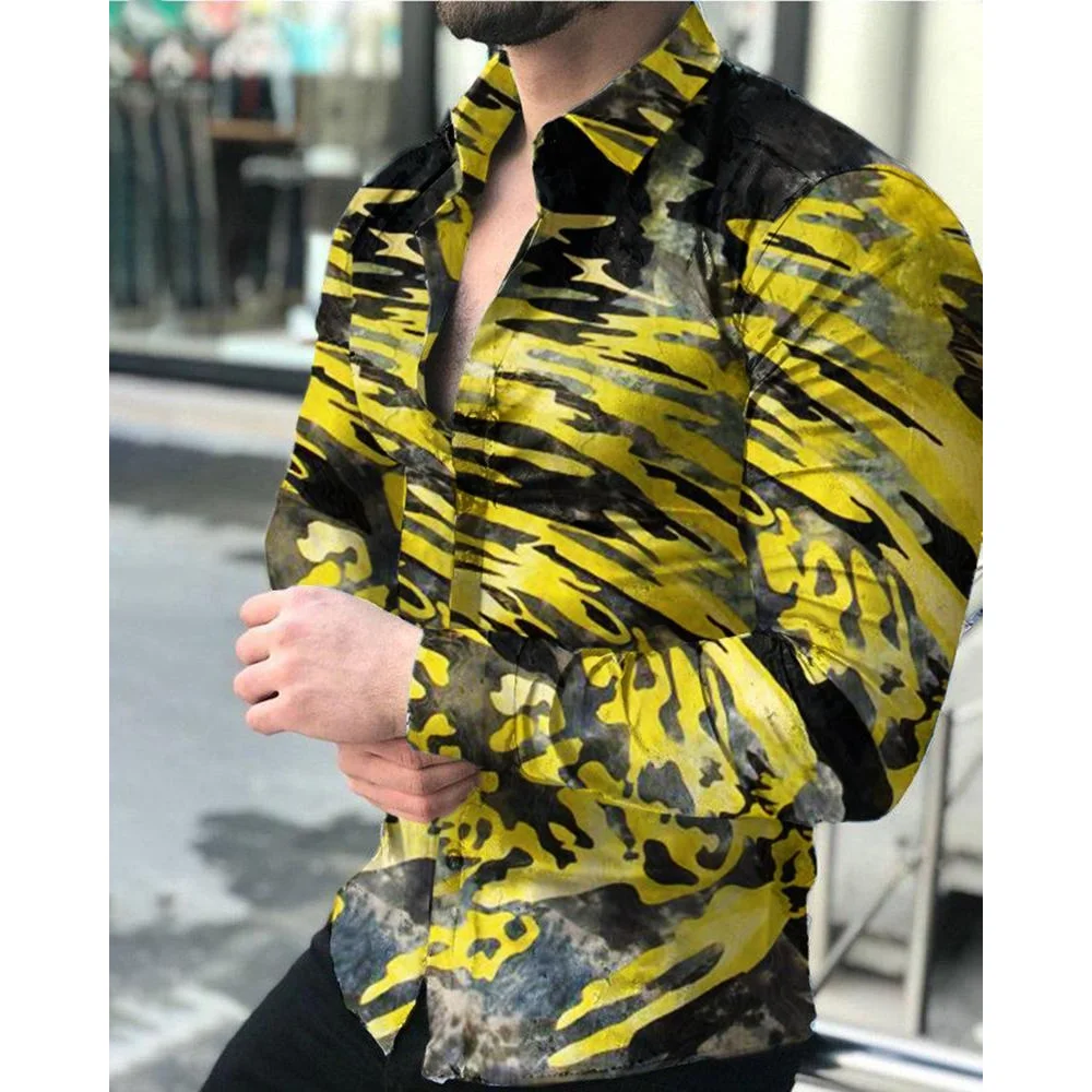 Branches Butterfly Abstract Pattern 3D All Over Printed Hawaiian Casual Button Up Dress Shirts Full Sleeve Streetwear Men Cloth