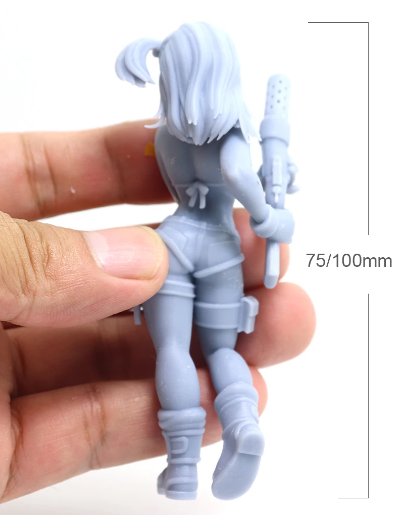 1/24 75mm 1/18 100mm Resin Model Kits Cartoon Pretty Girl Soldier Figure Sculpture Unpainted No Color RW-228