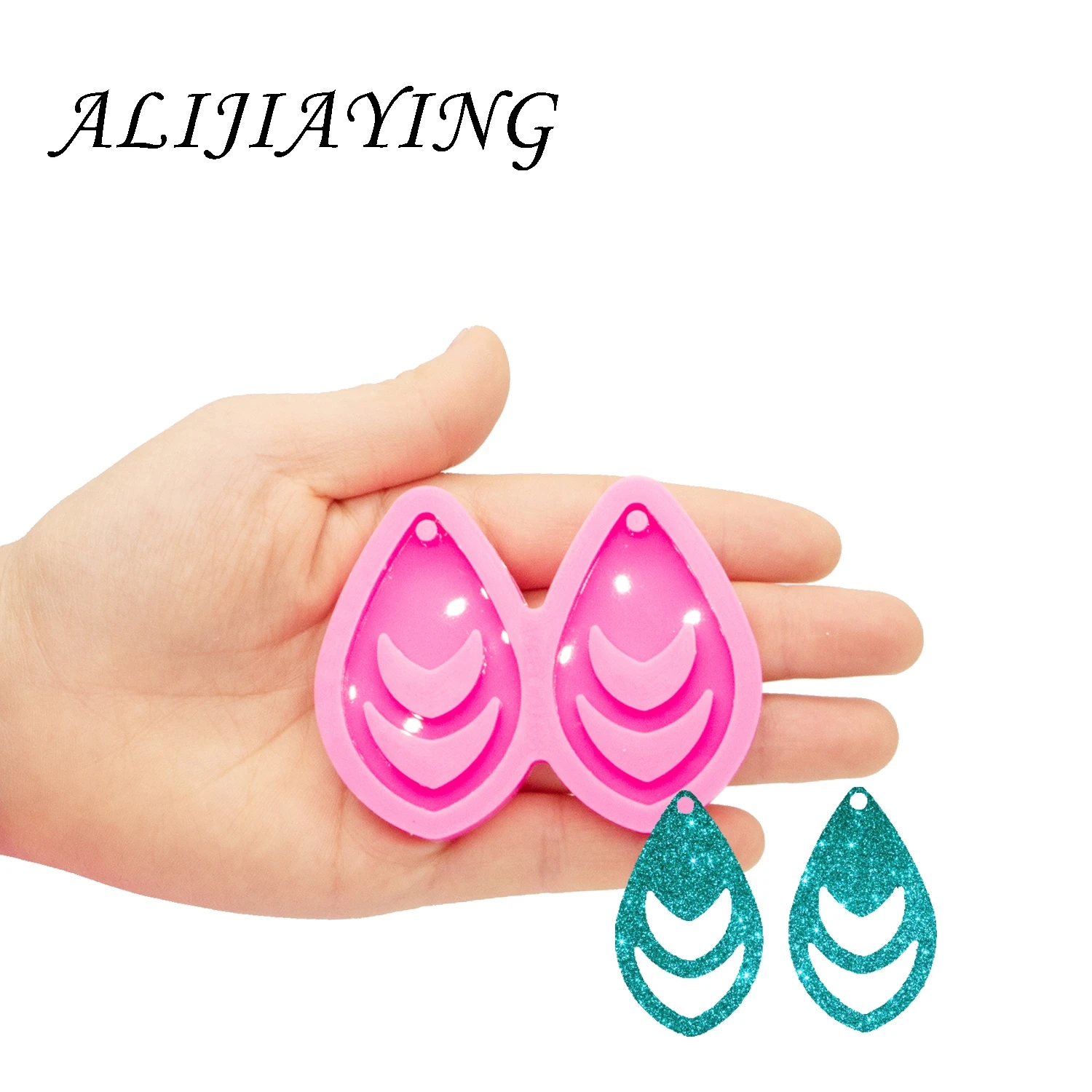 Shiny Hollow lace Tear Drop Hoop Earrings Resin Molds Silicone Craft DIY Epoxy for Jewelry DY0431