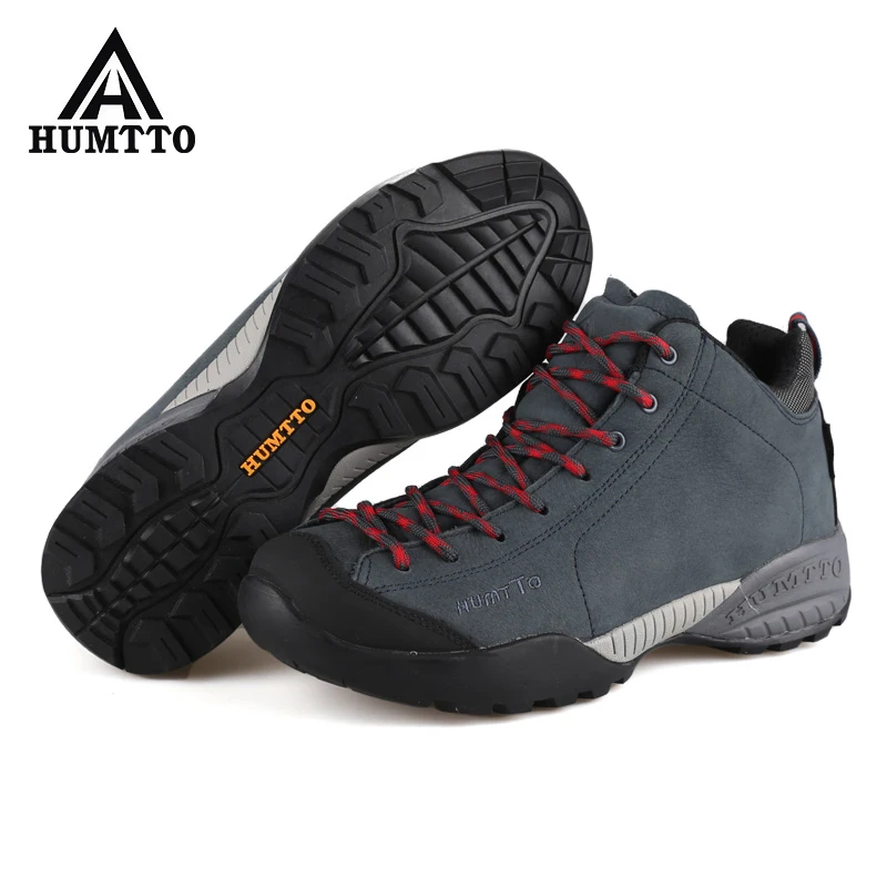 HUMTTO Waterproof Hiking Shoes Men Genuine Leather Outdoor Mountain Boots Sports Sneakers Warm Tactical Hunting Trekking Boots