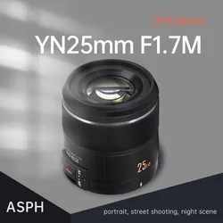 YONGNUO M4/3 Mount Camera Lens YN25mm F1.7M Large Aperture AF/MF Standard Prime Lens  For Panasonic  Olympus G95 GF9 GX9