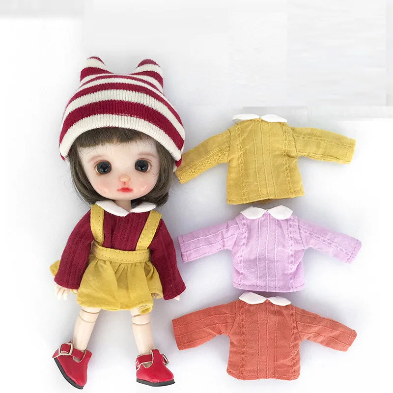 New Ob11 baby clothes BJD White Pink Yellow top gsct shirt pd9 long sleeve hand-made soft pottery clay lady Doll clothes