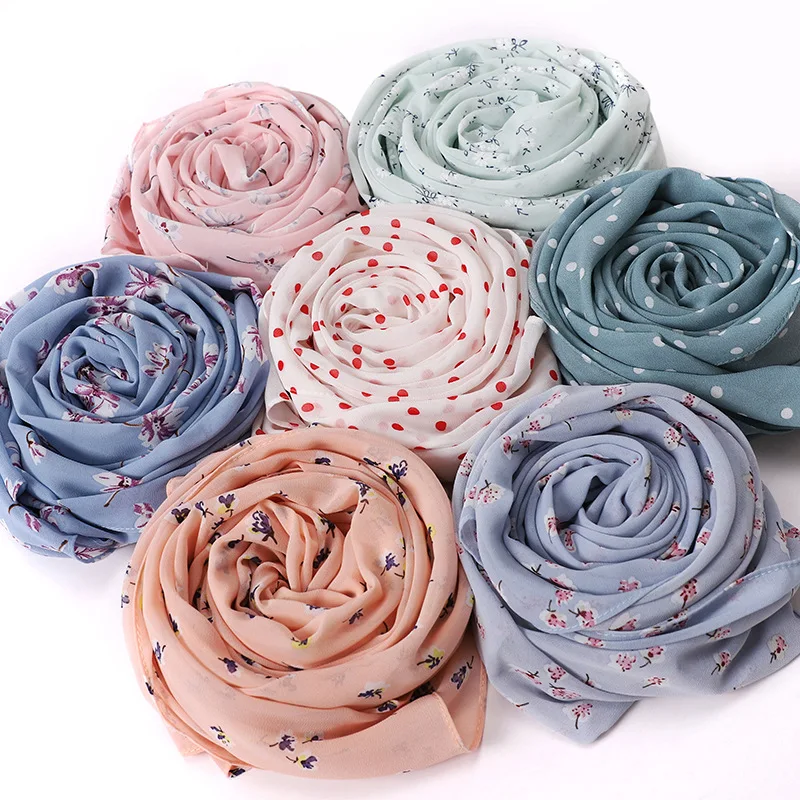 Women's Chiffon Scarf Lightweight Scarves Fashion Floral Print Scarfs Shawl For Ladies And Girls Printe Chiffon Polka Dots Wrap